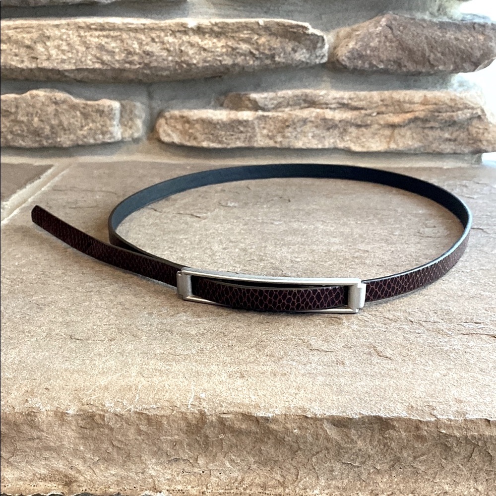 Brown Faux Leather Belt with Silver Buckle